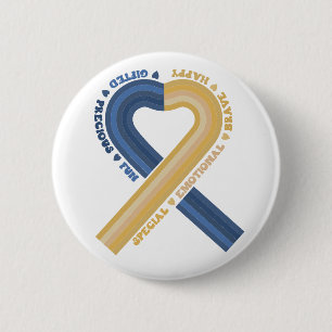 Down Syndrome Awareness Ribbon Be Kind Support  2 Inch Round Button