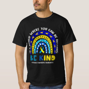 Down Syndrome Awareness Ribbon Boho Rainbow Yellow T-Shirt