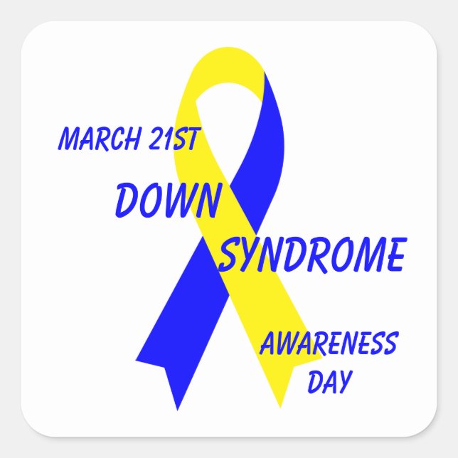 Down Syndrome Awareness Ribbon by Janz Yellow&Blue Square Sticker (Front)