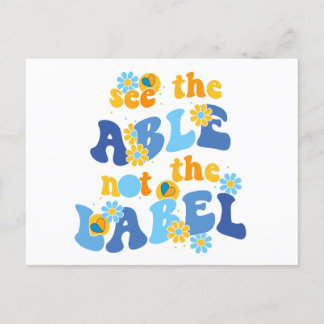 down syndrome awareness see the able not label postcard