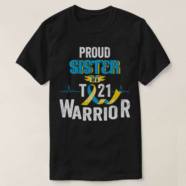 Down Syndrome Awareness Sister Apparel Happy Gift  T-Shirt (Design Front)