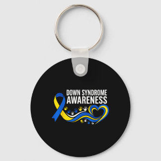 Down Syndrome Awareness Suower Ribbon Inclusion Keychain