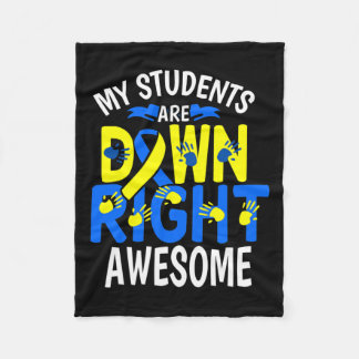 Down Syndrome Awareness T21 Day Women Teacher  Fleece Blanket