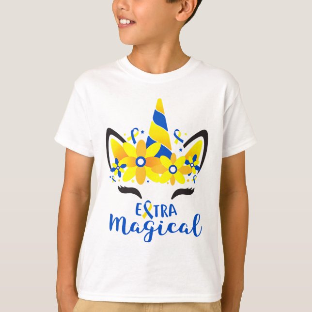 Down Syndrome Awareness Unicorn Girl Mom Extra Mag T-Shirt (Front)