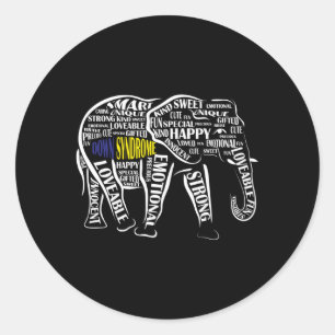 Down Syndrome Awareness Word Elephant Classic Round Sticker