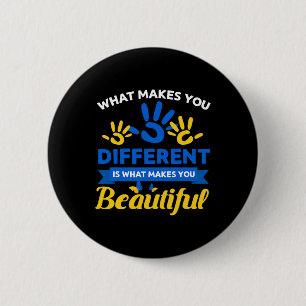 Down Syndrome Day Awareness Ribbon T21 Day Beautif 2 Inch Round Button