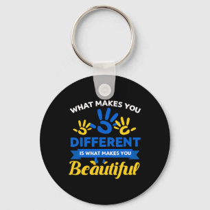 Down Syndrome Day Awareness Ribbon T21 Day Beautif Keychain