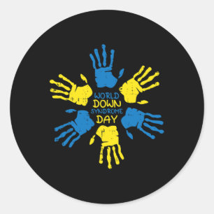 Down Syndrome Day Hands Awareness 321 Men Women Ki Classic Round Sticker