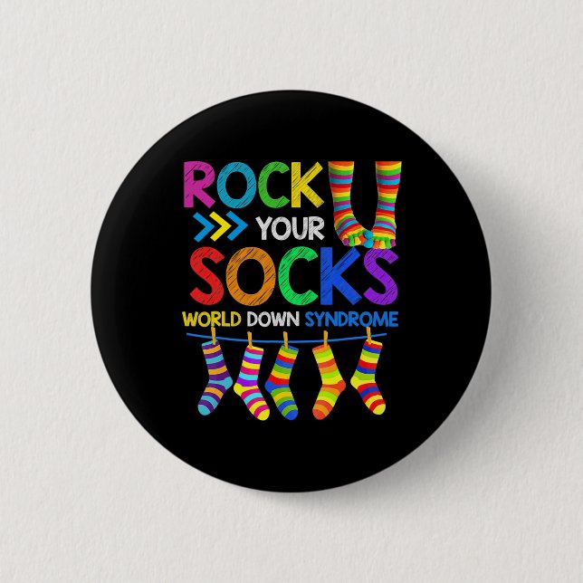 Down Syndrome Day Rock Your Socks Awareness 1  2 Inch Round Button (Front)