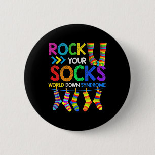 Down Syndrome Day Rock Your Socks Awareness 1  2 Inch Round Button