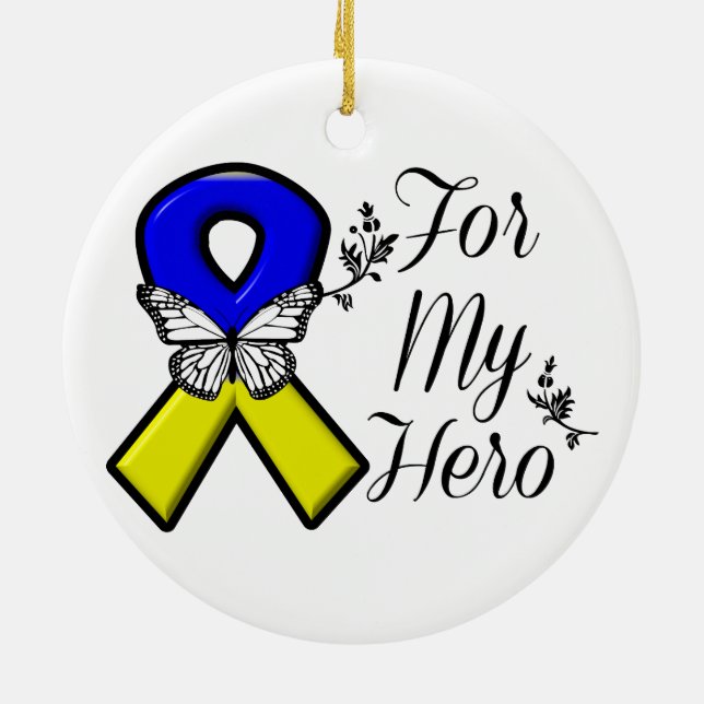 Down Syndrome For My Hero Ceramic Ornament (Back)