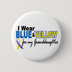 Down Syndrome I Wear Blue & Yellow Granddaughter 2 2 Inch Round Button