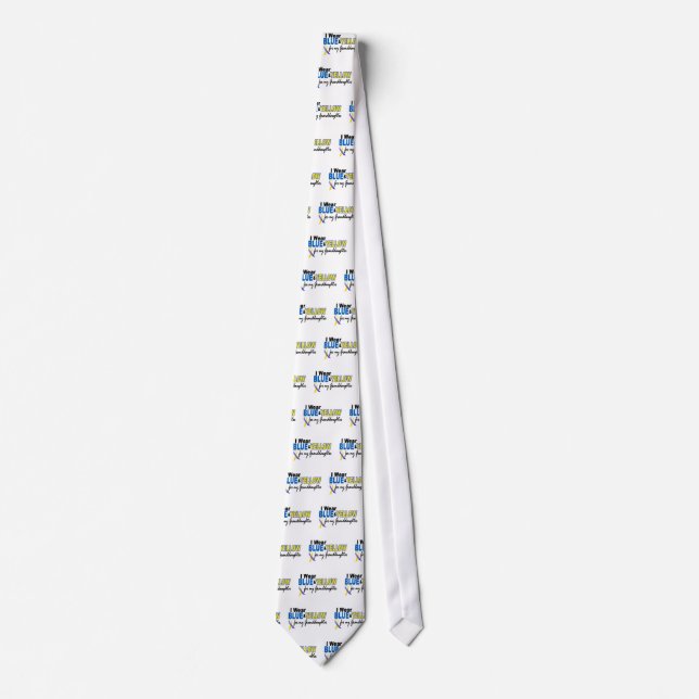 Down Syndrome I Wear Blue & Yellow Granddaughter 2 Tie (Front)