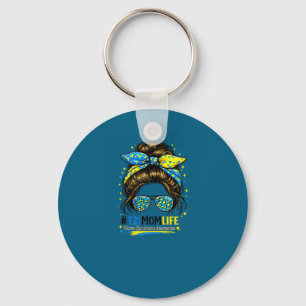 Down syndrome mom life messy bun down syndrome keychain