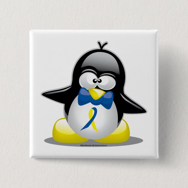 Down Syndrome Penguin 2 Inch Square Button (Front)