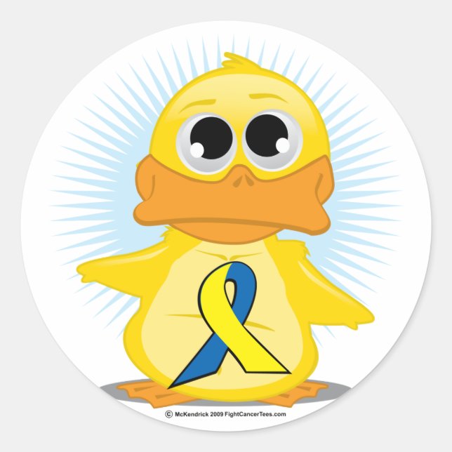 Down Syndrome Ribbon Duck Classic Round Sticker (Front)