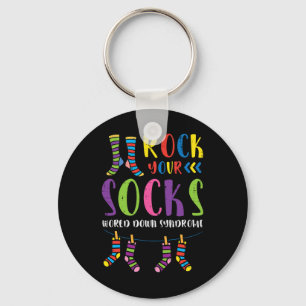 Down Syndrome Rock Your Socks Awareness Men Women  Keychain
