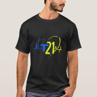 Down Syndrome Trisomy 21 Heartbeat Heartline T-Shirt