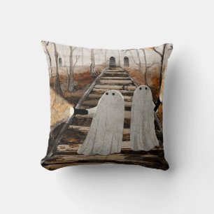 Down The Haunted Tracks Throw Pillow