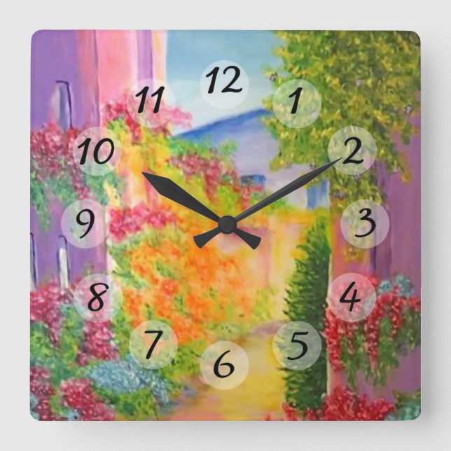 Down the Lane Square Wall Clock (Front)