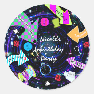 Down the Rabbit Hole Alice in Wonderland Party Classic Round Sticker