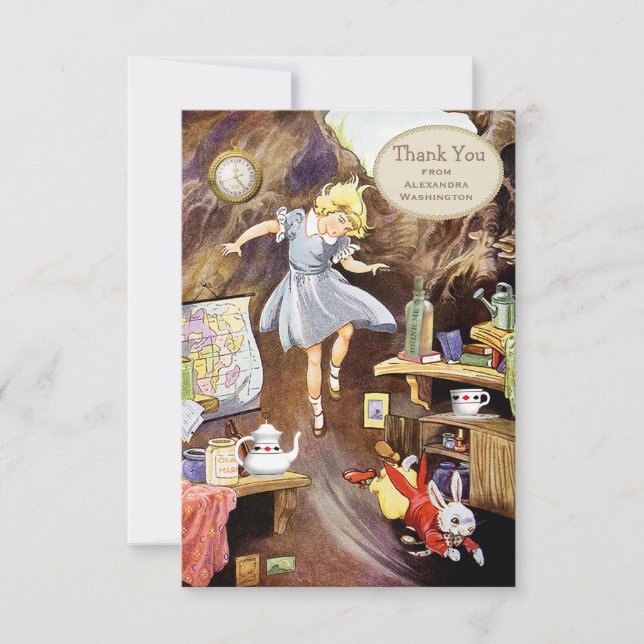 Down the Rabbit Hole Thank You Bridal Shower Card (Front)