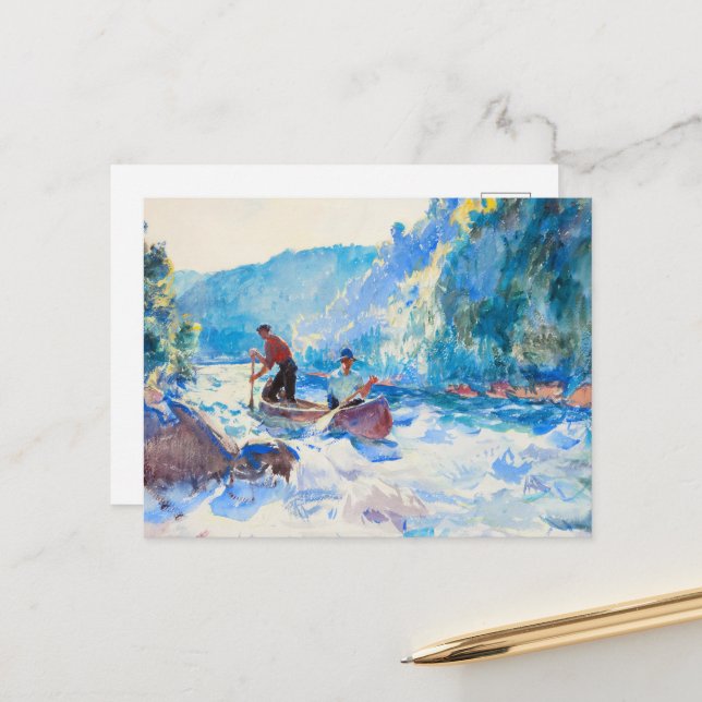 Down the Rapids by Frank Weston Benson Postcard (Front/Back In Situ)