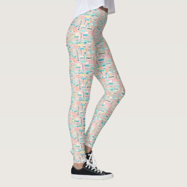 Down the Shore NJ Beach Themed Leggings (Right)