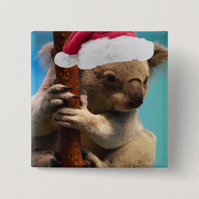 Down Under Christmas Koala 2 Inch Square Button (Front)