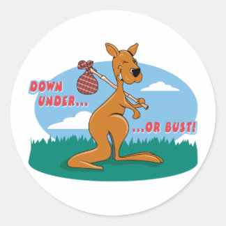 Down Under Or Bust Classic Round Sticker