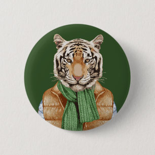 Down Vest Tiger 2 Inch Round Button