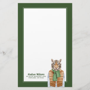 Down Vest Tiger   Add Your Name Stationery