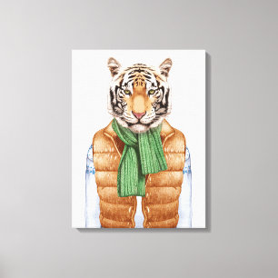 Down Vest Tiger Canvas Print