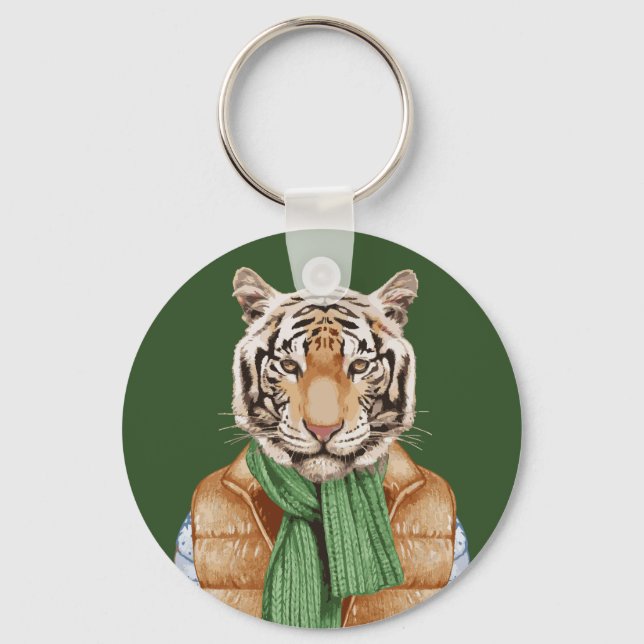Down Vest Tiger Keychain (Front)
