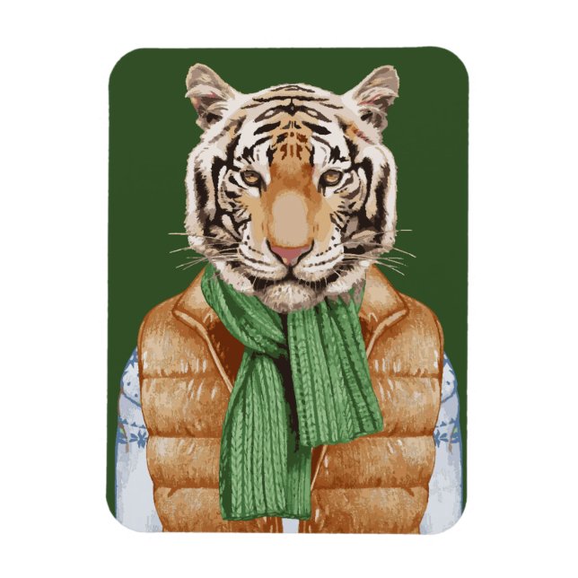 Down Vest Tiger Magnet (Vertical)
