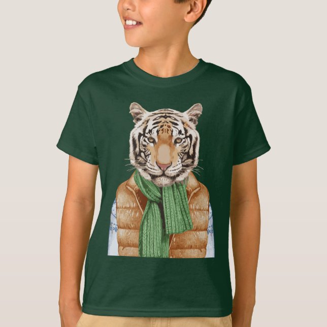 Down Vest Tiger T-Shirt (Front)