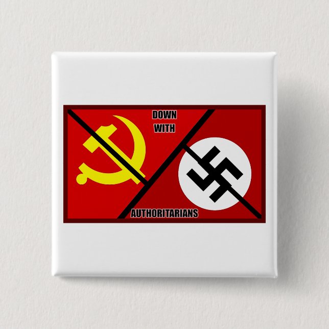 Down With Authoritarians 2 Inch Square Button (Front)