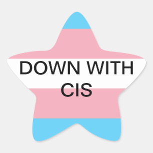 down with cis star sticker