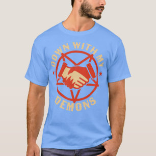 Down With My Demons Deal Handshake Gothic Goth Ret T-Shirt