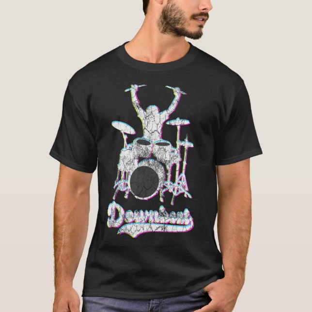 Downbeat Drummer Drumming Drums Drumset Glitch Per T-Shirt (Front)