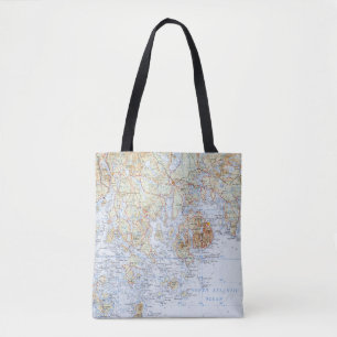 Downeast Maine Map Tote Bag