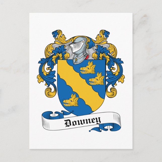 Downey Family Crest Postcard (Front)