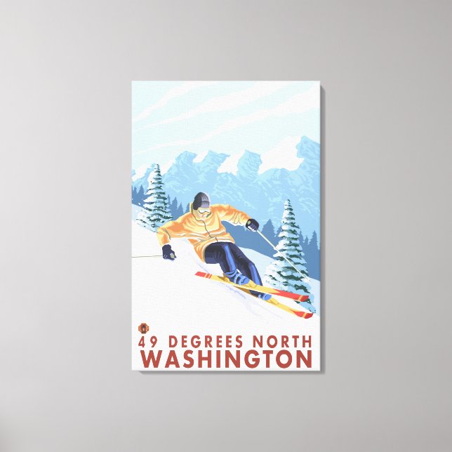 Downhhill Snow Skier - 49 Degrees North, WA Canvas Print (Front)