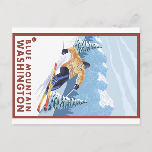 Downhhill Snow Skier - Blue Mountain, Washington Postcard (Front)