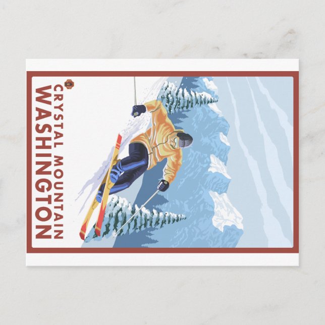 Downhhill Snow Skier - Crystal Mountain, WA Postcard (Front)