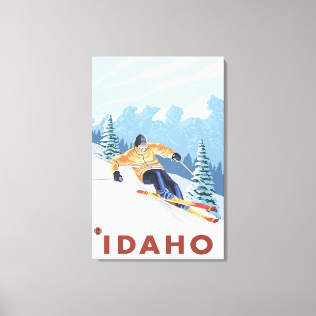 Downhhill Snow Skier - Idaho Canvas Print (Front)