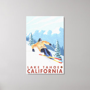 Downhhill Snow Skier - Lake Tahoe, California Canvas Print