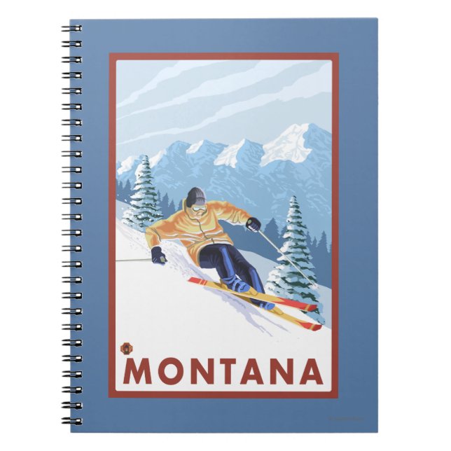 Downhhill Snow Skier - Montana Notebook (Front)