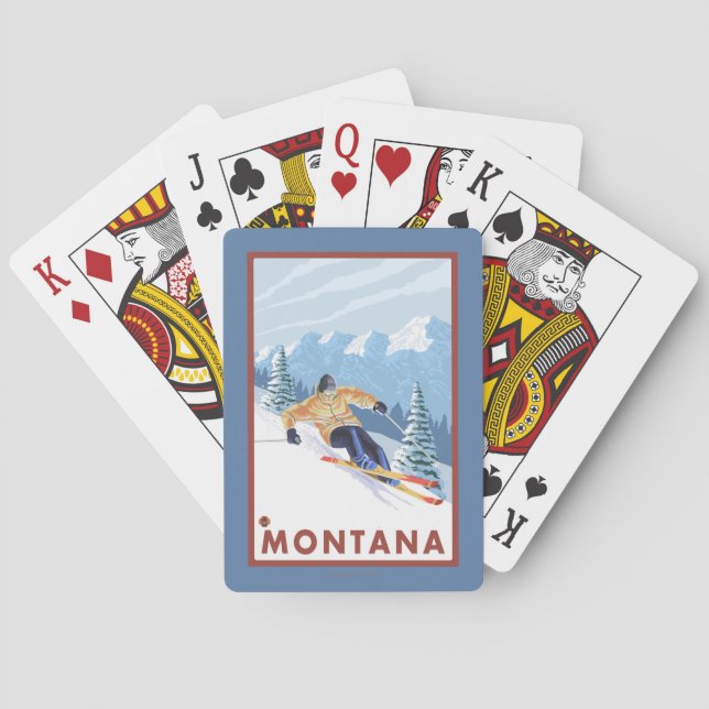 Downhhill Snow Skier - Montana Playing Cards (Back)