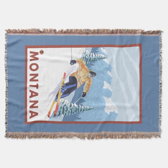 Downhhill Snow Skier - Montana Throw Blanket (Front)